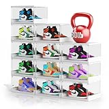 XUPAINC Dicker & Stabiler Klare Schuhkartons mit magnetischer Tür, 12er Pack Stapelbare Kartons für Kleiderschränke, Schuh-Displaykasten, Stiefel- und Hut-Organizer, Passt bis EU-Größe 48