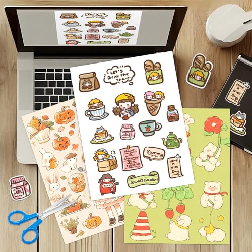 100 Sheets 8.5x11 Printable Sticker Paper for Inkjet Laser Printer & Cricut Maker Labelchoice Blank Matte White Self Adhesive Full Sheet Labels for Smart Cutting Machines Whole Page Shipping Labels