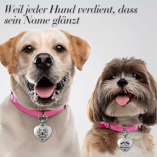 Personalisierte Hundemarke – 52 Hunderassen Vorlagen – Herzförmige, Wasserdichte Identifikationsmarke für Hunde