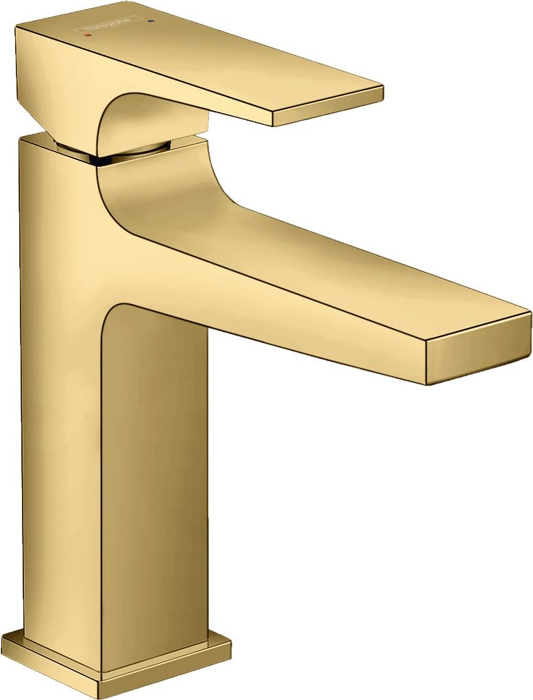 Hansgrohe Polished Gold Optic Metropol Single Lever Basin Mixer 110 With Lever Handle And Push-Open Waste, Polished Gold-Optic, 32507990
