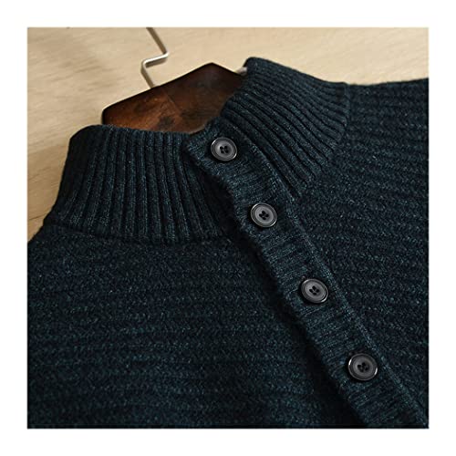 Men's 100% Cashmere Sweater Winter Half High Collar Button Pullover Middle-Aged Retro Jacquard Knitted Warm Jumper4
