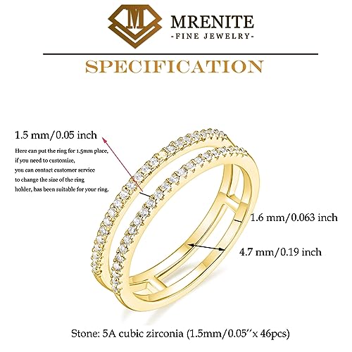 MRENITE Soild 10k Gold Ring Enhancer for Engagement Rings with 5A Cubic Zirconia Guard Wrap Enhancer Jewelry for Women Free Engraving Name Enhancer Ring (Size 4-14)4