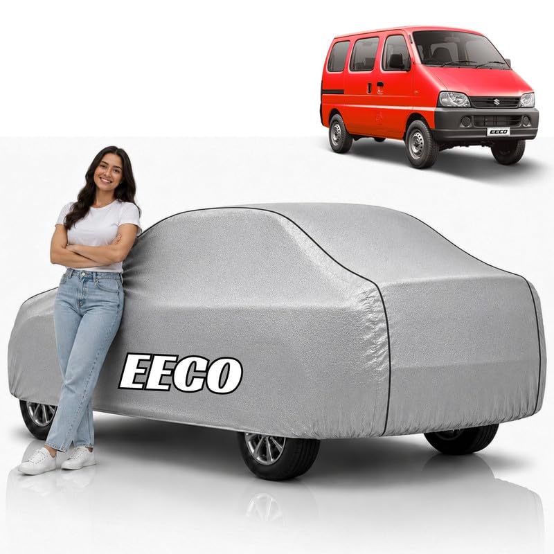 Image of Mind-Blowing 2026 100% Waterproof Eeco Car Cover | Polyester Car Body Cover for Rain & Sun | UV Protection, Dustproof, Scratch Resistant, Windproof, Heat Resistant, Custom Fit (Silver)