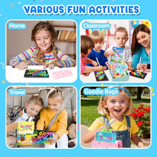 Image of ZMLM 24 Pack Rainbow Art Scratch Notebooks for Kids Birthday Party Favors