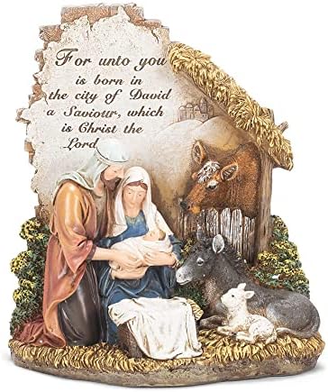 Unto You a Savior is Born 10 inch Christmas Nativity Scene Sculpture Figurine