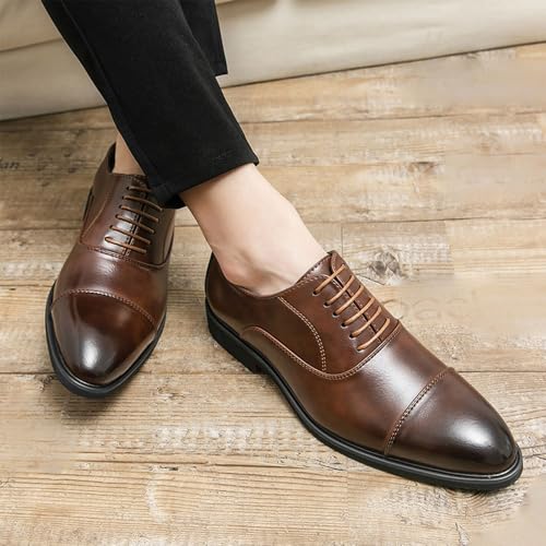 Mens Dress Oxford Calfskin Leather Uniform Wingtip Lace Up Slip Resistant Office Business2