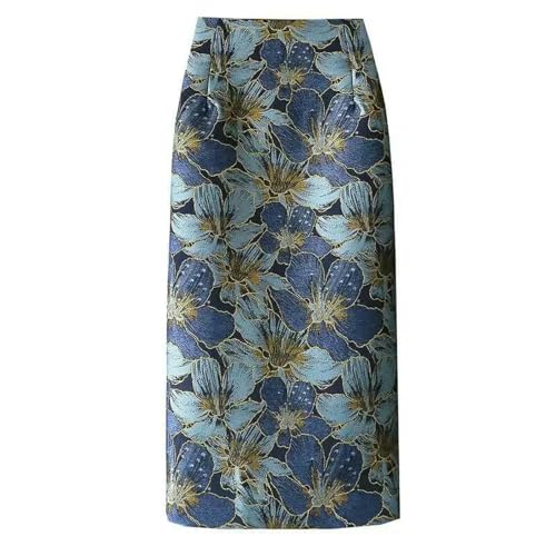 High Waisted Skirts for Women LUE Floral Skirt Jacquard Back Slit Halter Women's Midi Skirt3