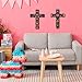 Pinkunn 2 Pcs Mexican Cross Wall Decor Floral Day of The Dead Decoration Hand Painted Wood Wall Art Día De Los Muertos Altar Decorations Spanish Cross Decor for Home (Floral)