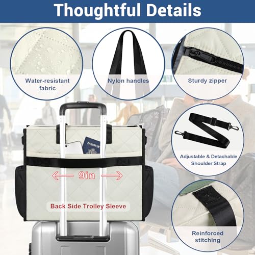 Image of IBFUN Utility Tote Bag with 24 Pockets, Large Teacher Tote for Women with Laptop Compartment, Travel Tote Bag with Zip Top