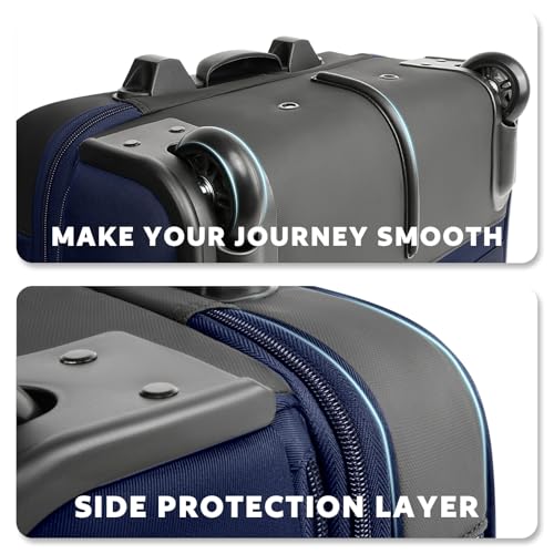 Image of Arcoyard Rolling Laptop Bag, Rolling Briefcase for Women with Waterproof Pocket, 16 Inch Computer Bag, Underseat Carry On Luggage with Wheels for Work Travel Business, Lightweight Navy Blue Brown