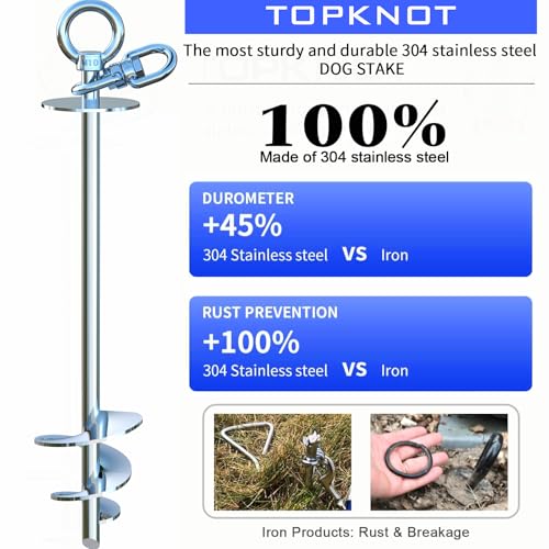 TOPKNOT Dog Tie Out Cable and Stake,(up to 200lbs) 360°Swivel Run Anchor,30FT Heavy Duty Cable- No Tangle,Dog Runner for Yard,Ideal for Outdoor Camping - Image 3