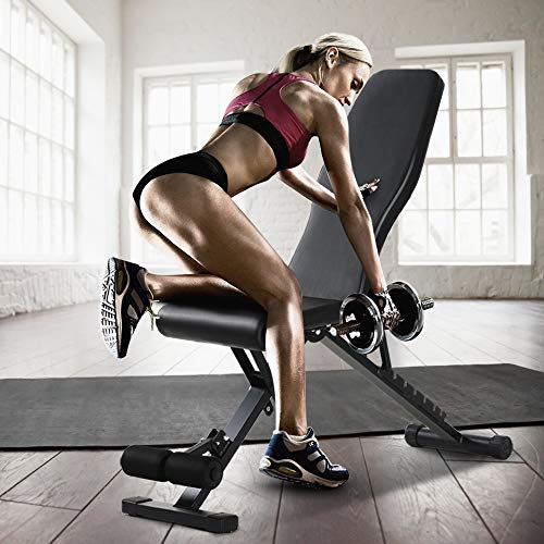 Weight Bench Adjustable ,90 to180 Degree Utility Workout Benchs Incline/Decline,Home Training Sit up Gym Bench black