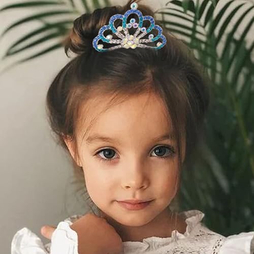 Miniatura 4 de Peine para el cabello con corona de princesa, peines de tiara plateados, tiaras y coronas de graduación con diamantes de imitación rosados para