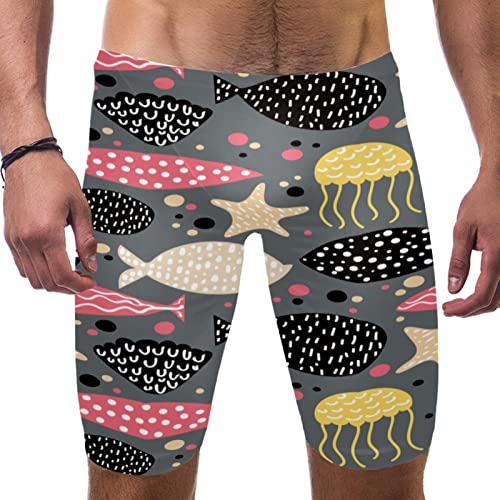 Jammers de natación elásticos para evitar rozaduras con motivos de medusas y peces