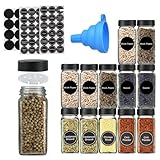 Gewürzgläser aus Glas mit Deckel, Salz- und Pfefferstreuer-Set, 118 ml, mit minimalistischen...