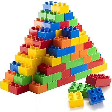 Prextex 50 Pieces Classic Big Building Bricks Mega Blocks - Large Toy Blocks - Compatible with Most Major Brands, STEM Toy Large Building Bricks Set for All Ages, Boys and Girls Cover