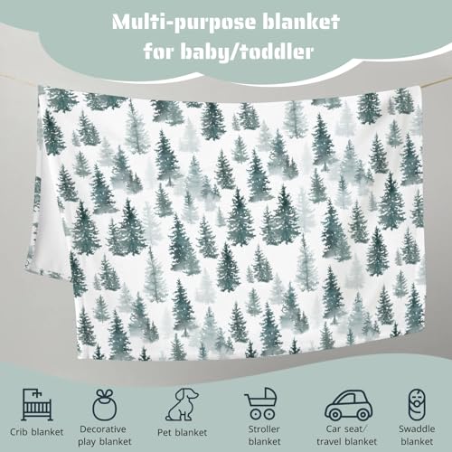 Image of HawSkgFub Pine Trees Forest Baby Blanket for Boys Gift, Winter Flannel Fleece Nursery Bed Swaddle Receiving Blankets, Soft Lightweight Newborn Toddler Infant Kids Crib Bedding 40 x 50