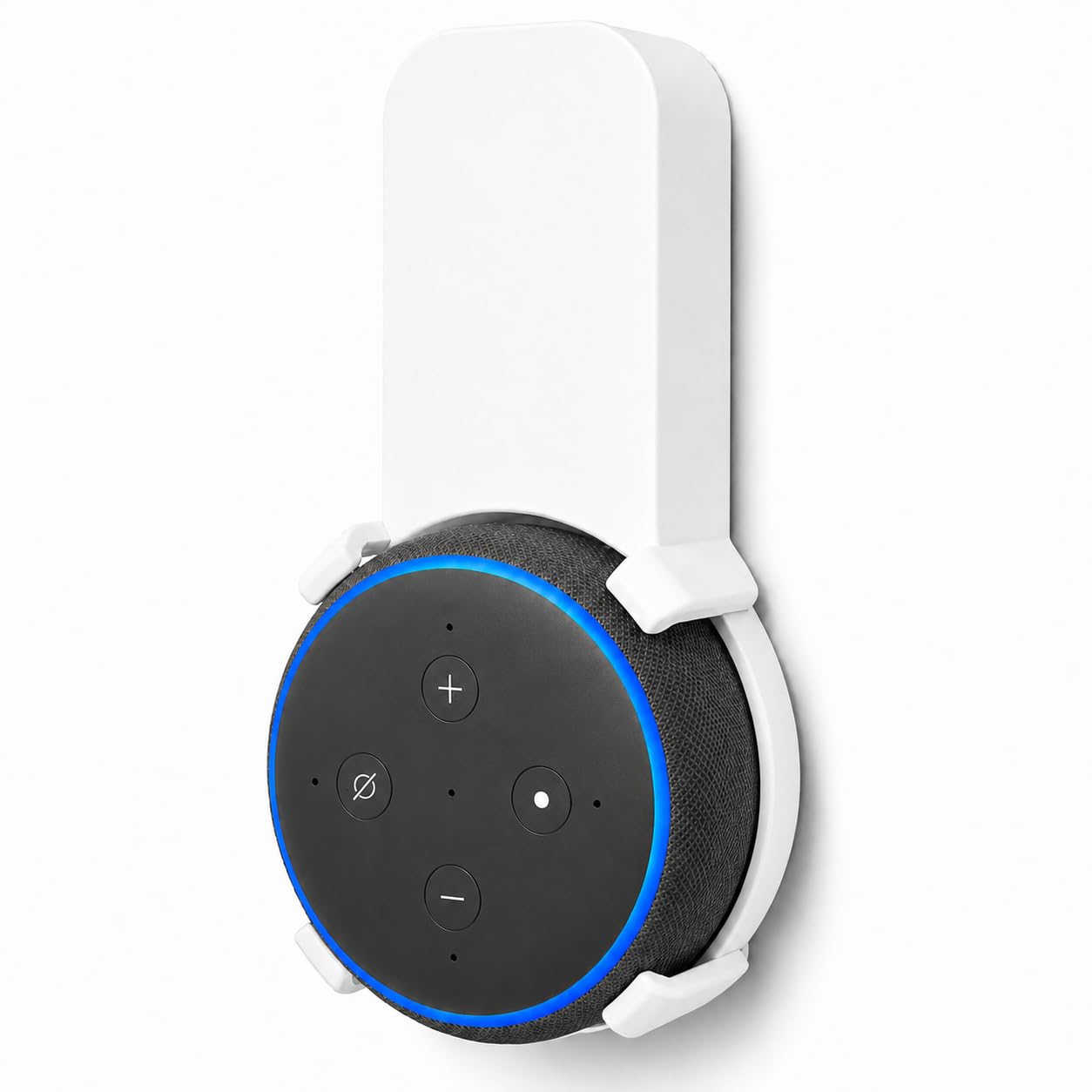 Soporte Echo Dot 3 Generación de Enchufe UK/EU/AU, Soporte Alexa de Pared con Gestión de Cables Integrada, Diseño Abierto Antiinterferencias, Compatible con Google Home Mini - Blanco Basic