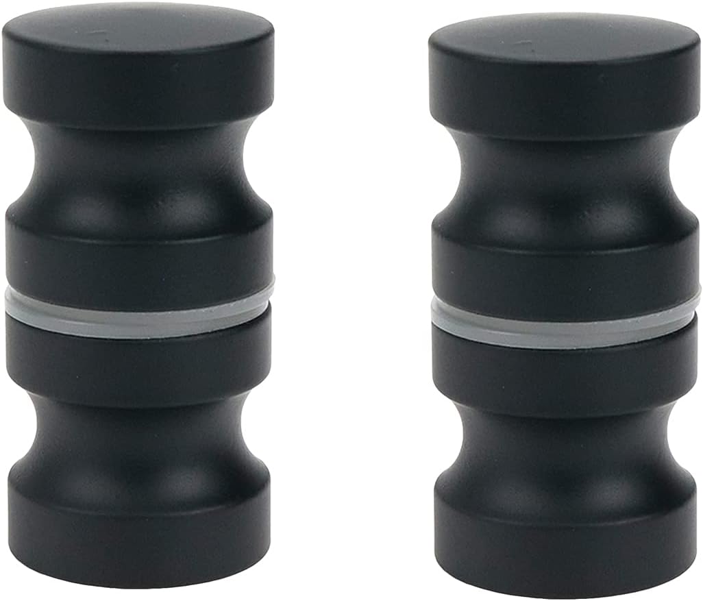 Semetall 2 Pack Back-to-Back Bathroom Door Handles,Solid Stainless Steel Shower Glass Door Knob,Small Pulls for Glass Door (Black,2.48" Height)