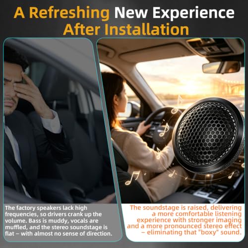 Image of Upgraded 1-Inch Car Tweeters - 240W Neodymium Silk Dome High-Frequency Super Tweeters with Built-in Crossover & Bass Blocker - 4-Ohm, Flush /Surface Mount Kit for Crisp Highs - Easy Install Black