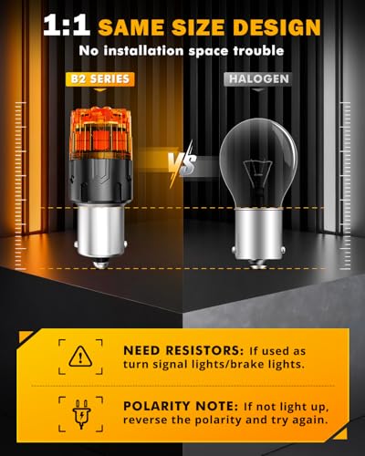 Image of Auxbeam 2026 B2 Series 1156 LED Bulbs Amber Turn Signal Blinker Light