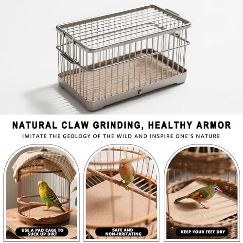 Image of 40 PCS Bird Cage Liner, 11 inch x 17 inch Gravel Liner Paper for Bird Cage, Parrot Cage Sandpapers for Hard-Billed Birds Parrot, Easy Clean Pet Grinding Sandpaper for Bird Cage (40PCS)