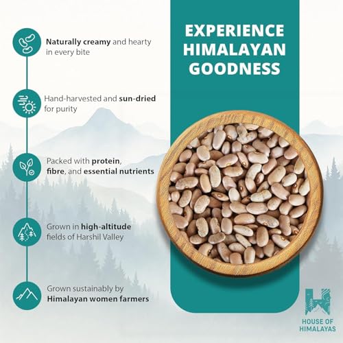 Image of House of Himalayas Harshil Rajma 1kg (500g x 2), Authentic Off-White Kidney Beans from Uttarakhand, Quick-Cooking, Creamy Texture, Unpolished, Natural and Chemical-Free