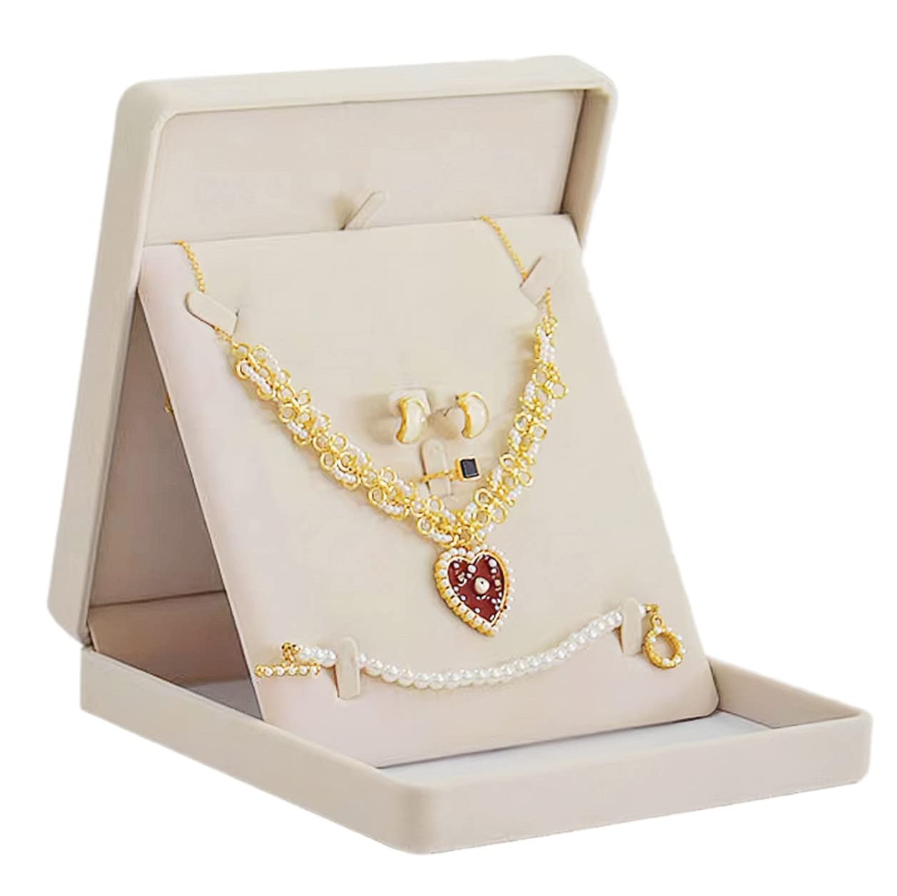 Sponsored Ad – Fadsace Plush Velvet Jewelry Set Box Organizer Necklace Earring Ring Necklace Bracelet Gift Display Case Wedding Jewelry Storage Holder Gift Box (Beige)