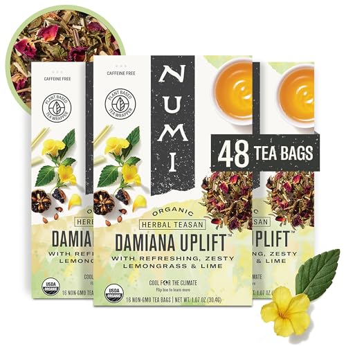 Image of Numi Organic Damiana Uplift Tea, 48 Herbal Tea Bags, Caffeine Free