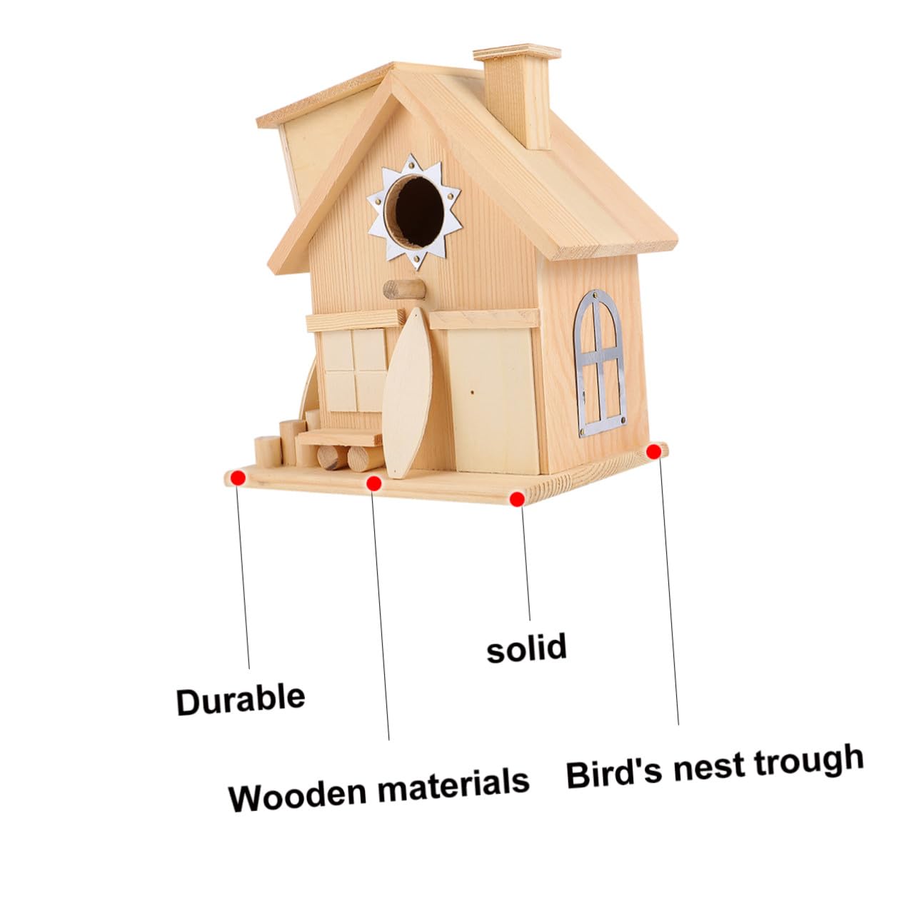 Casa de Pájaros de Madera Colgante Resistente para Exterior Decoración Rústica Jardín Fácil Instalación sin Herramientas para Aves Pequeñas
