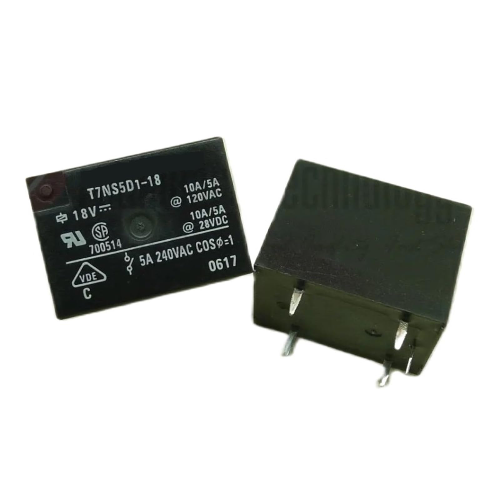 Relé de potencia T7NS5D1-18 para control de circuitos de automatización en equipos de 18V CC