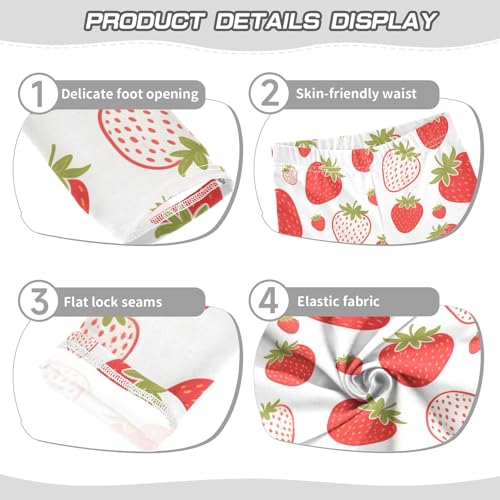 Red Strawberry Fruit Girls Leggings Soft Stretch Workout Yoga Dance Pants for Kids Casual Tights3