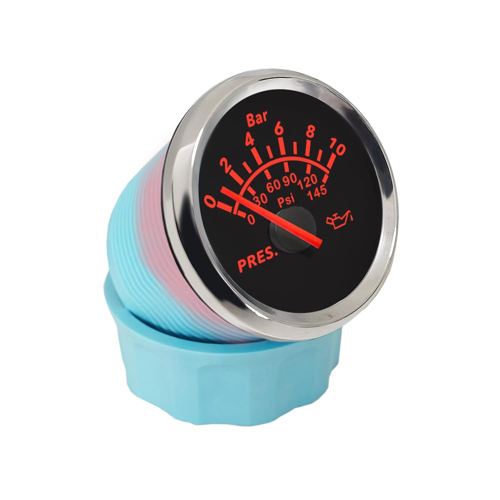 ELING 52mm (2 '') manomètre d'huile 0-10bar 0-145PSI mètre avec rétro-éclairage pour voitures et bateaux automobiles
