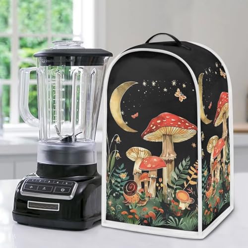 Image of Moon Mushroom Blender Dust Covers with Top Handle Keep Countertop Clean Fits Blender Coffee Maker Juicer Machine Washable Food Processor Cover for Kitchen Counter Decor