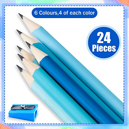 CHENGU 24 lápices azules para niños con borrador miniatura 2