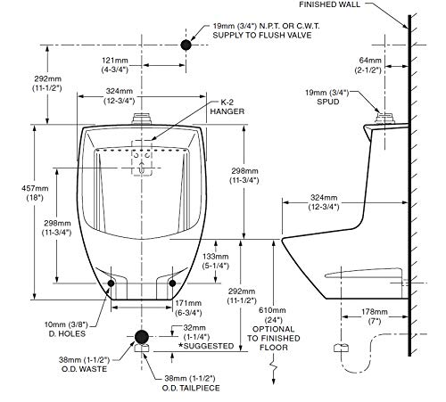image for American Standard 6581001EC.020 Maybrook Universal Washout Urinal with