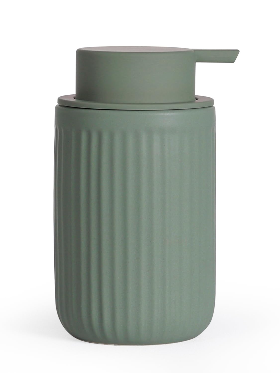 Autumnlife Seifenspender Keramik Spülmittelspender Schmal, 350ml Grün Seifenspender mit Großer Pumpenkopf, Nachfüllbarer Flüssigseifenspender Matt Soap Dispenser für Küche,Bad