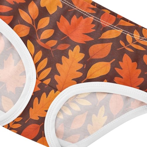 Joisal Cotton Girls Underwear Toddlers Autumn Leaves Dark Orange Panties Little Girl Fancy Undies Kids Briefs 2t4