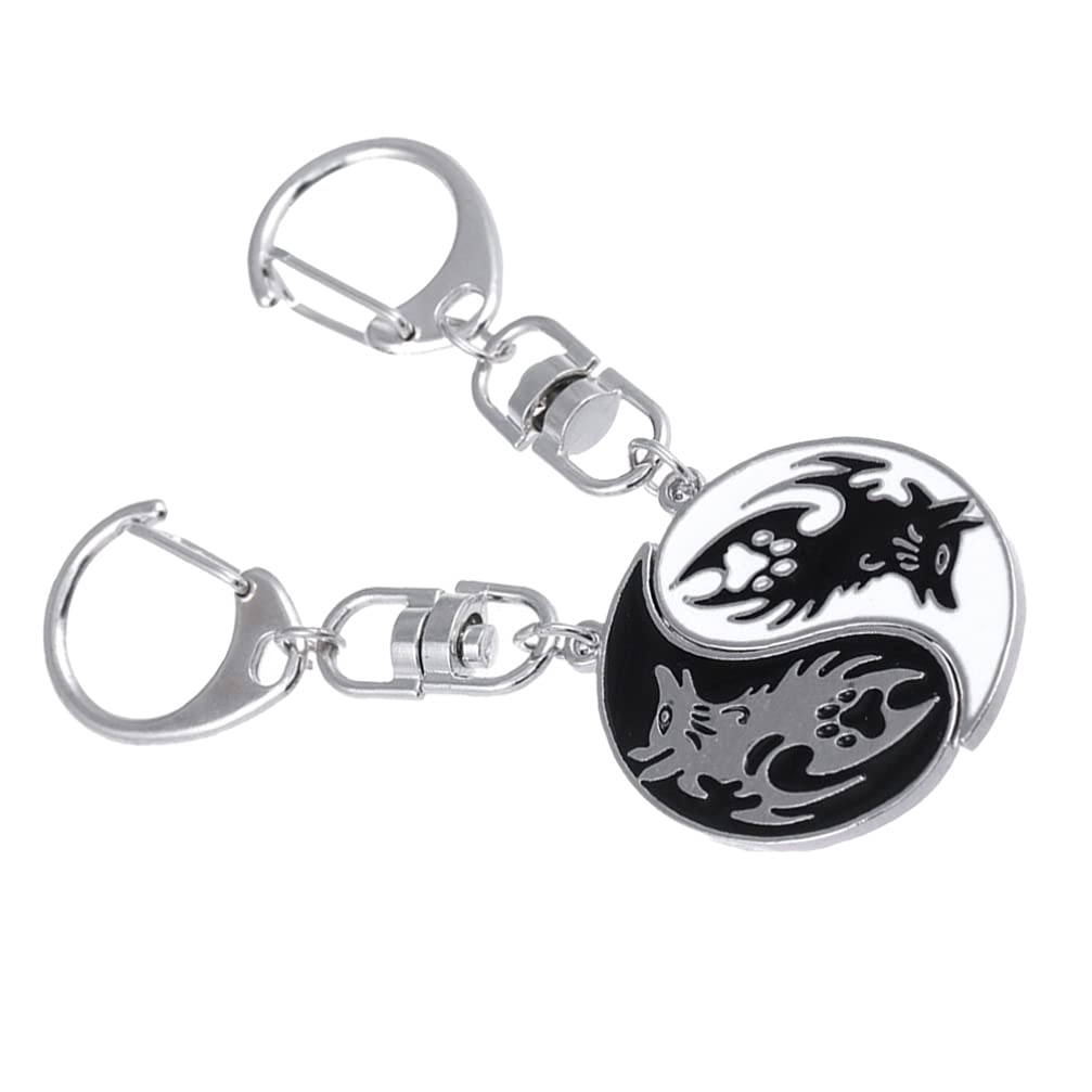 Generic2pcs Personalized Couples Keychain Yinyang Wolf Matching Puzzle Keyring for Couples Boyfriend Girlfriend Him and Her, Black, White, 7x3cm, 0351I616N1