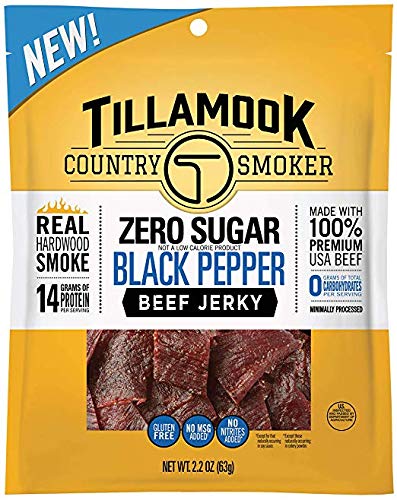 Tillamook Country Smoker Zero Sugar Black Pepper Beef Jerky (Pack of 6)