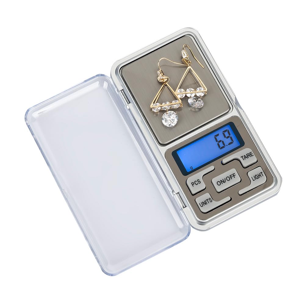 Digital Pocket Scale, 500g x 0.01g Precision, LCD Display with Backlight, Jewelry and Food Scale with Tray (Battery Not Included)