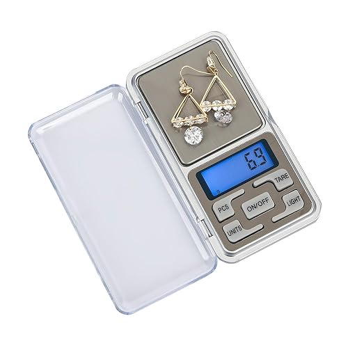 Miniatura 2 de Báscula digital de bolsillo, precisión de 17.64 oz x 0.00 oz, pantalla LCD con luz de fondo, báscula de joyería y alimentos con bandeja (batería no