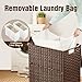 Greenstell Laundry Hamper with lid, No Install Needed, 90L Wicker Laundry Baskets Foldable 2 Removable Liner Bags, 2 Section Clothes Hamper Handwoven Rattan Laundry Basket with Handles, Brown