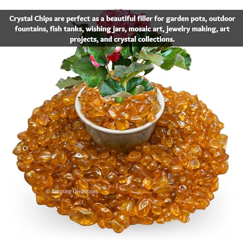 Image of Amazing Gemstone Tangerine Aura Quartz Crystal Chips Aquarium Gravel Rocks - Aura Quartz Chips Bulk Fish Tank Gravel, Small Tumbled Stone Chips and Tiny Crystals for Decoration (1000+ Carat Chips)