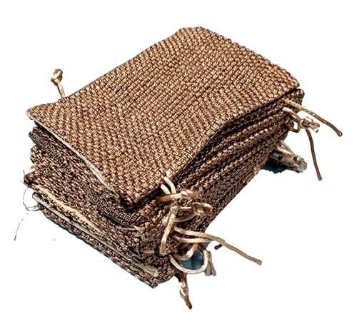 Image of 3A Featuretail 13CM X 18CM Small Drawstring Bags Pouches Potli for Gift Wedding Jewelry Packaging Bridal Party Favors for Women (25 pc Pack, Brown Colour Jute)