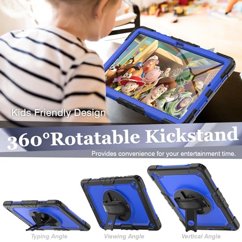 Sibeitu Case for Samsung Galaxy Tab A9 Plus 2023 with Screen Protector Pencil Holder, Galaxy Tab A9+ Plus Case 11 Inch SM-X210/X216/X218 Heavy Duty Shockproof w/ 360 Stand Hand Shoulder Strap | Blue