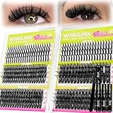 Lash Clusters Kit 60D+80D+100D+200D Individual Spikes Lashes 456PCS 12-18mm Spiky Manga Eyelash Clusters D Curl DIY Eyelash Extension Kit with Cluster Lash Bond & Seal for Anime Eyelashes by WiWiLINK