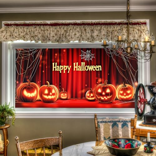 Vinilo Decorativo Halloween Calabaza Colorido 39.3x17.7 in
