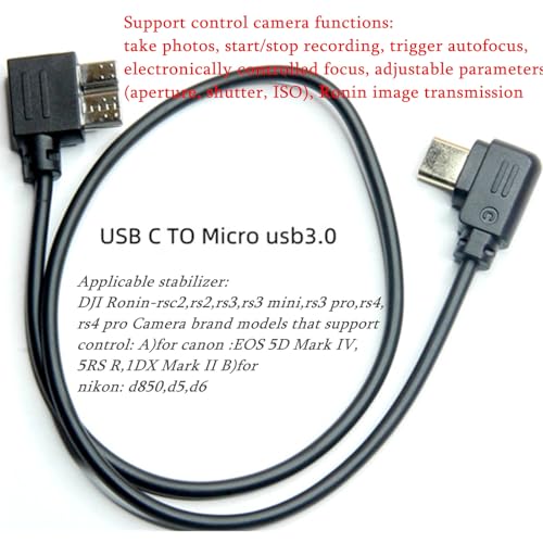 for canon 5d4 release cable nk d850 cable Dji Ronin R cable to-Rs2 rsc2 rs3 rs4 Handheld stabilizer camera connection cable d850 camera control cable/shutter release connection cable (Micro 3.0-USB) by DYTDIEYINGTU - Image 4