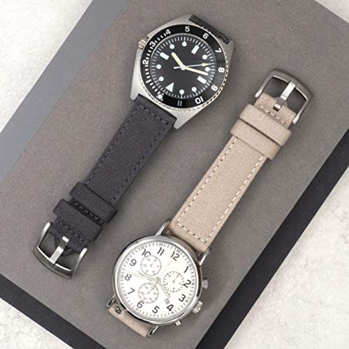 Image of Benchmark Canvas Watch Band - Quick Release Cotton Fabric Watch Straps for Men & Women (18mm, Grey)